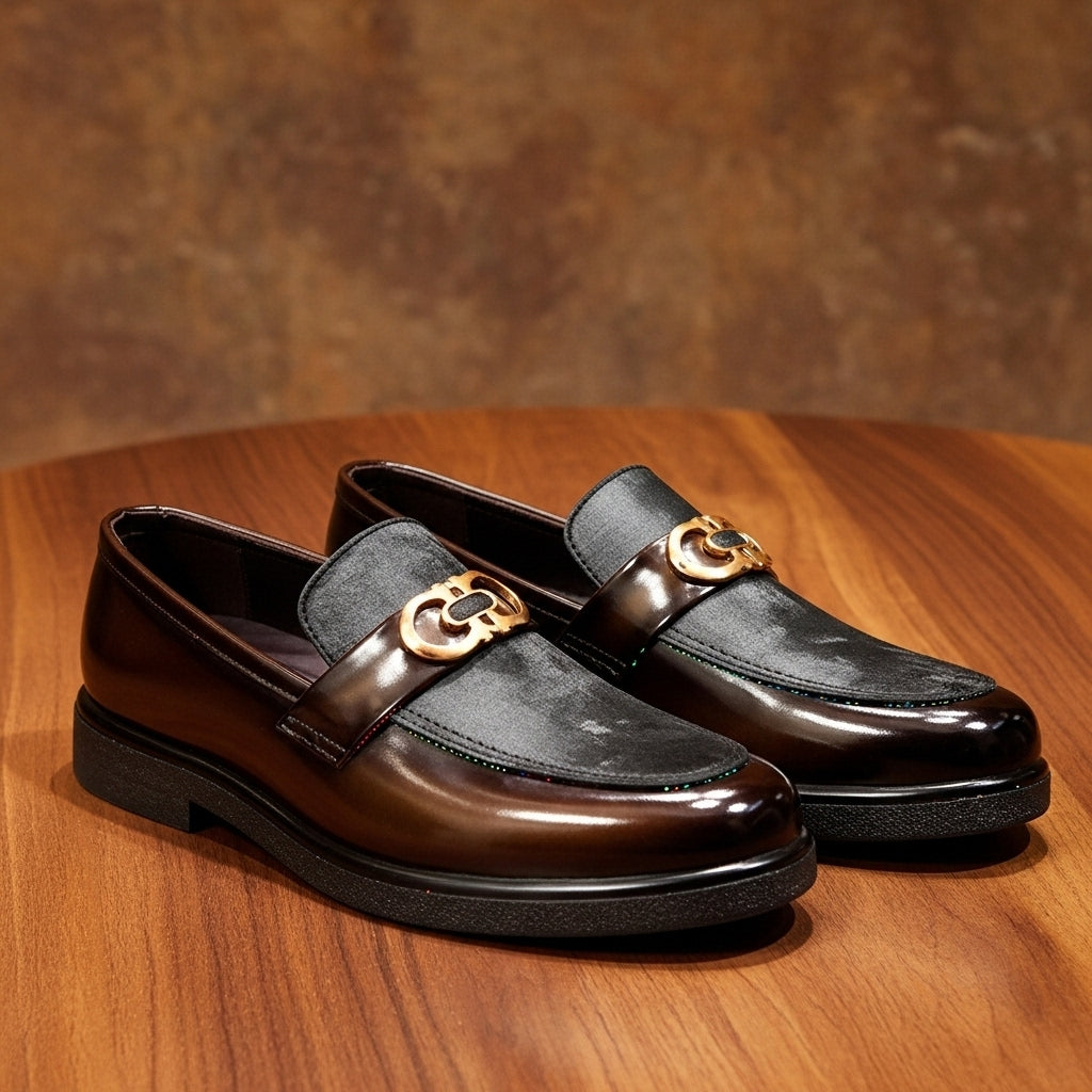 Shaded Brown Handmade Loafer With Suede Pattern | With Premium Gel Soul For Comfort